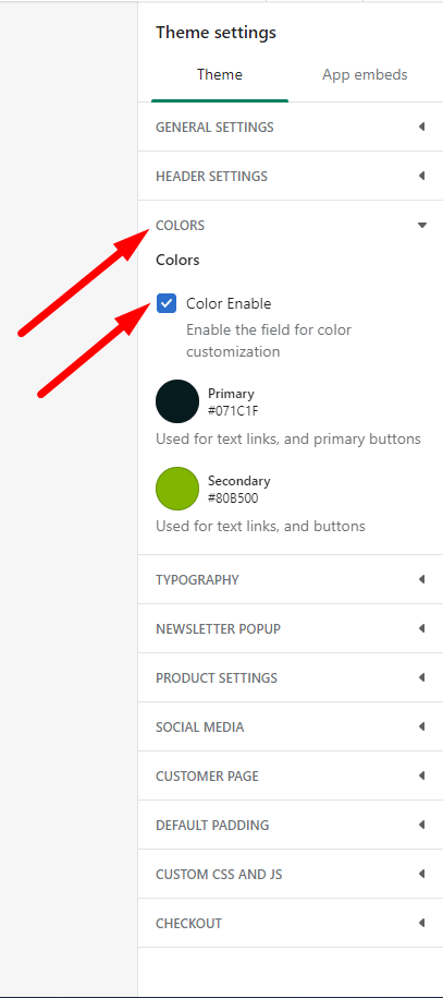 Theme Settings