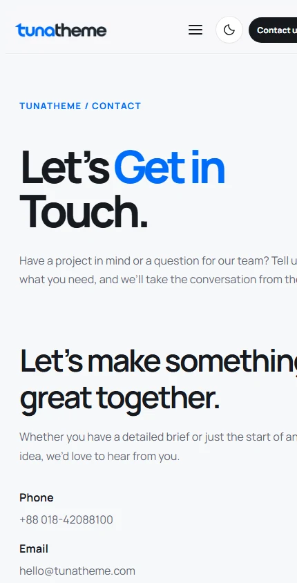 tunatheme Contact mobile preview